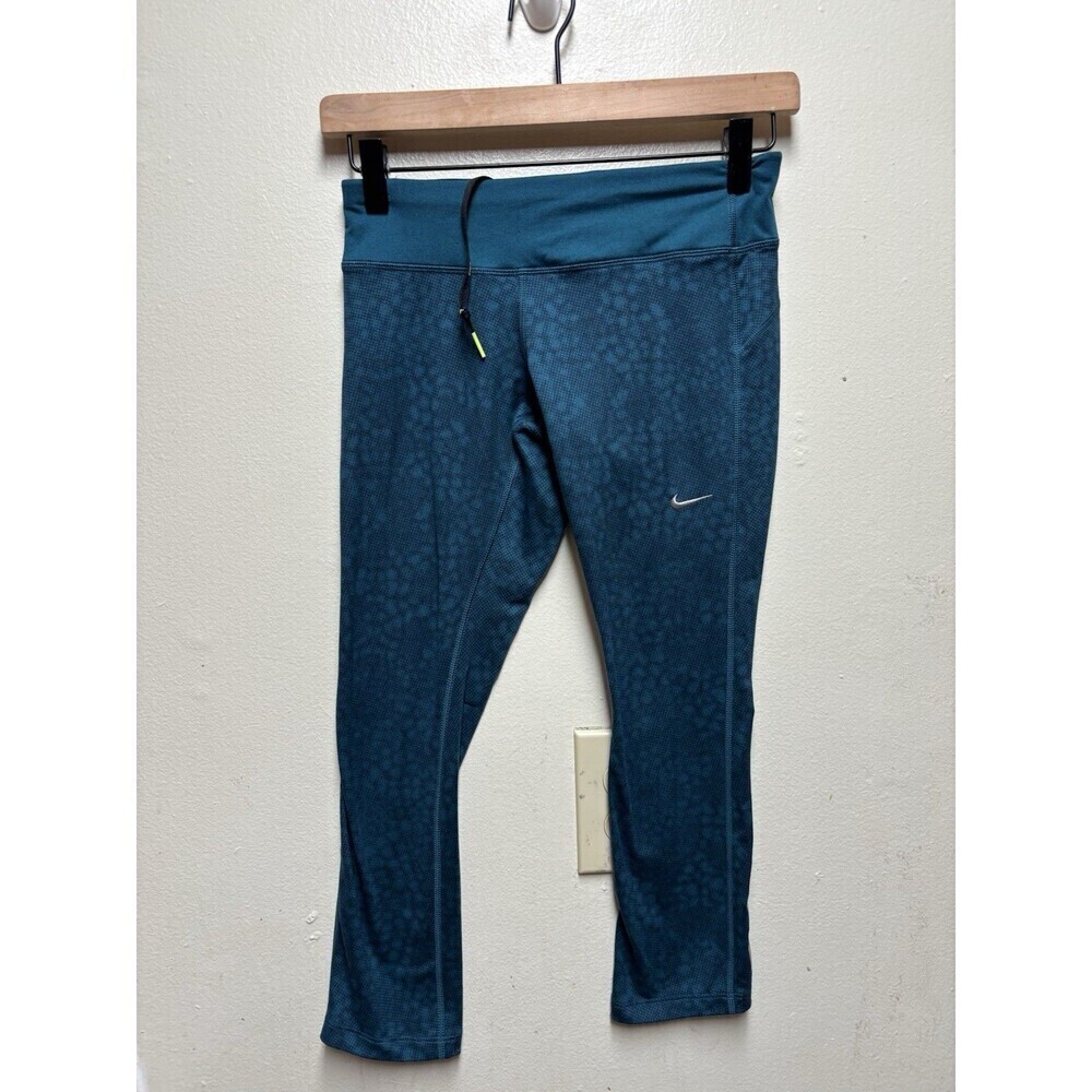 Nike Dri-FIT capri running leggings in teal Xs Drawstring Pocket
